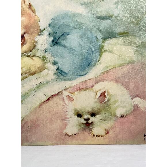 Vintage Florence Kroger Litho Print 11x14" Wake Up Time Baby Nursery Unisex - Picture 3 of 8